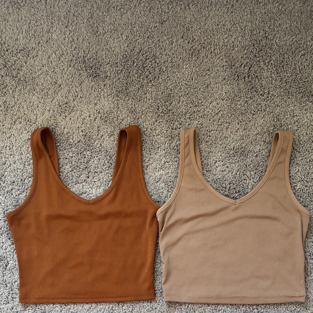 Amazon Women's Tan and Brown Tank Tops